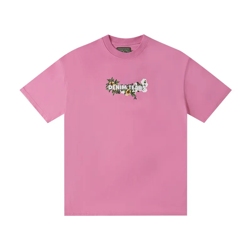 D310 #DENIM TEARS Kapok classic pure cotton loose unisex white short-sleeved T-shirt 38 p100 black, white, green, pink, blue